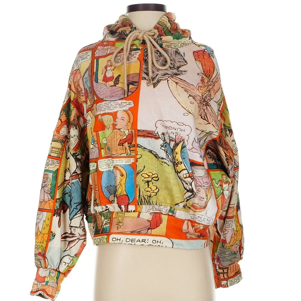 Unlogical Poem Alice in Wonderland Comic Print Hoodie Sweatshirt Medium